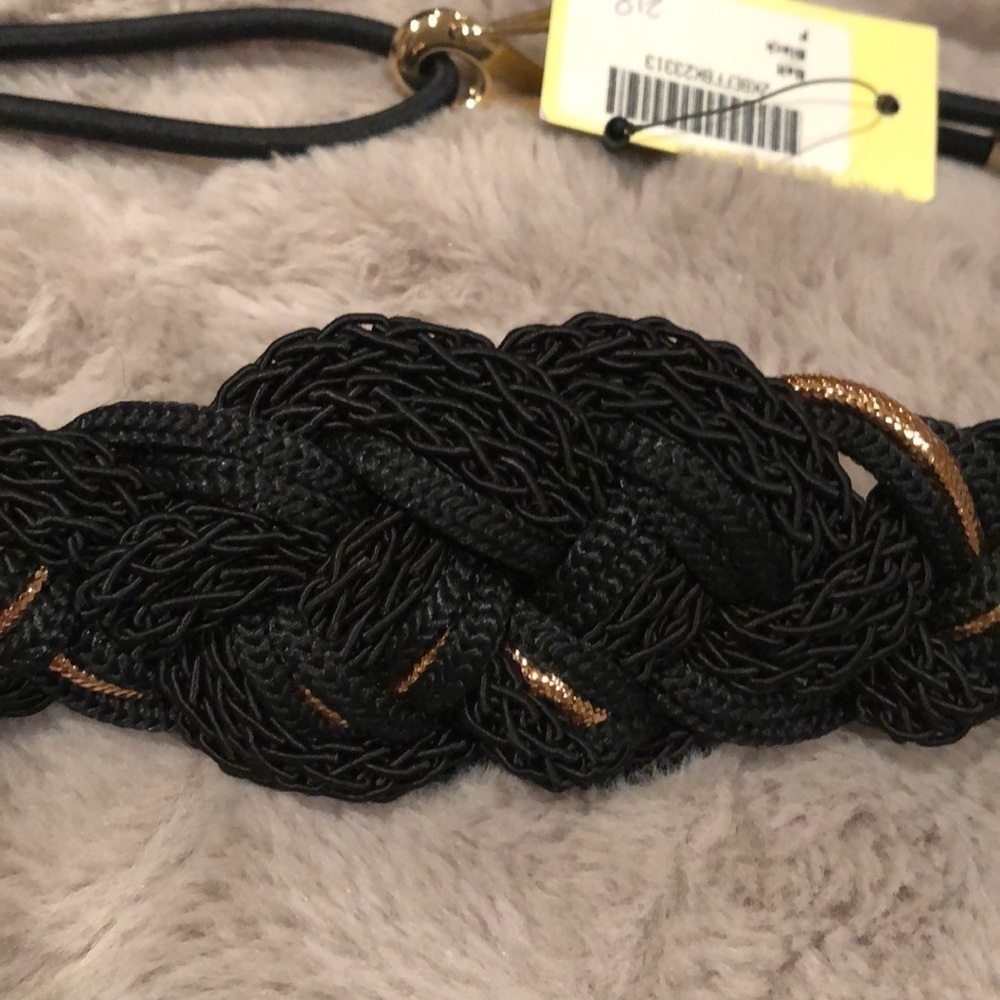 Braided crochet black gold statement belt NWT